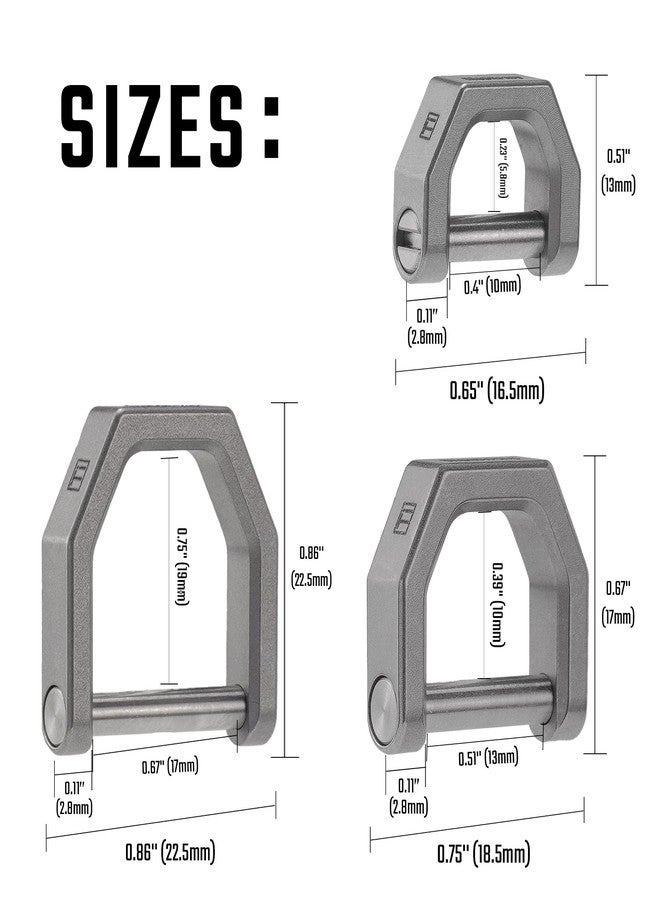 MecArmy CH2 Titanium D Shape Heavy Duty Key Ring, Key Fob Holder Keychain with Screw Shackle for Car Keys Purse（S/M/L）- Stonewashed, L - Image 2